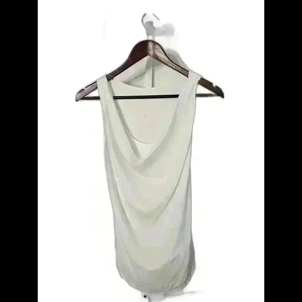 Elegant Draped Back White Tank Top